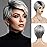 SEVENCOLORS Short Grey Wigs Ombre Gray Pixie Cut Wig with Dark Root Synthetic Natural Hair Short Silver Wigs for Black Women White Women