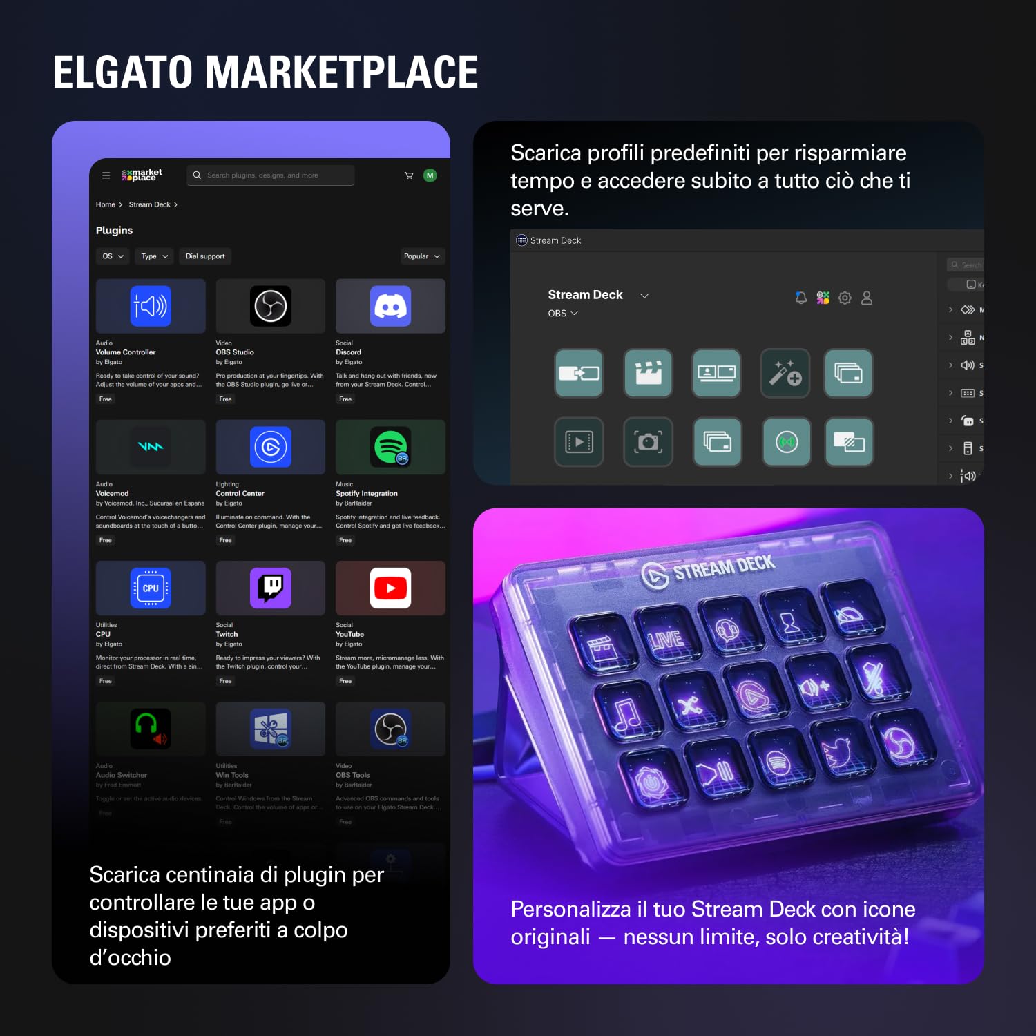 Elgato Stream Deck +, mixer audio, produzione live e controller da studio, per content creator, streaming, gaming, con striscia tattile personalizzabile, manopole e tasti LCD, compatibile con Mac e PC