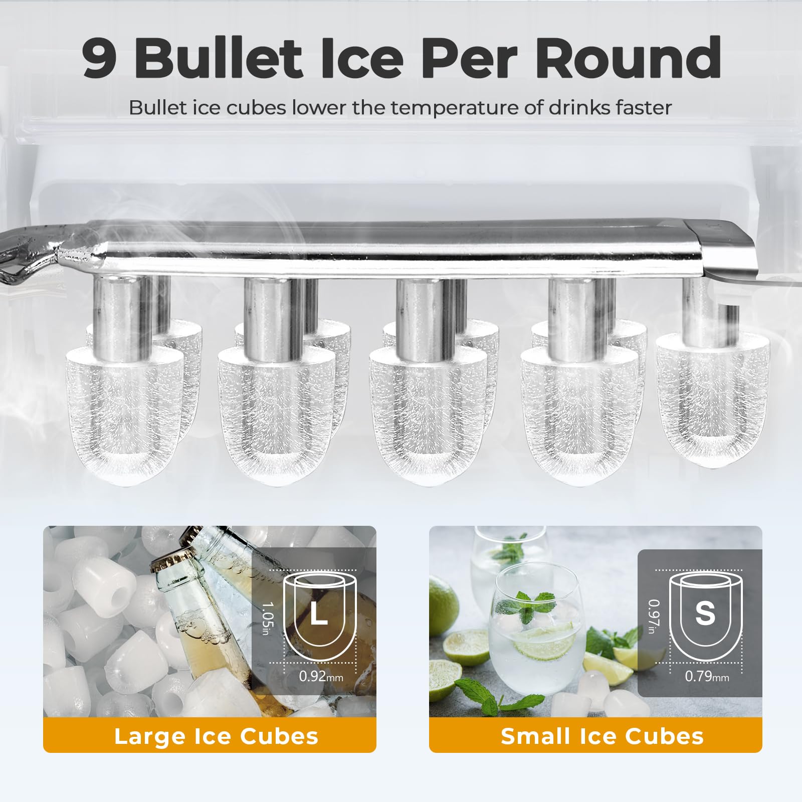 Havato Ice Maker Countertop, Portable Self-Cleaning Ice Machine with Ice Scoop and Basket,9 Cubes in 6 Mins, 26.5lbs/24h,2 Sizes of Bullet Ice Cube for Home Kitchen Office Bar Party(White) on Fridge.com