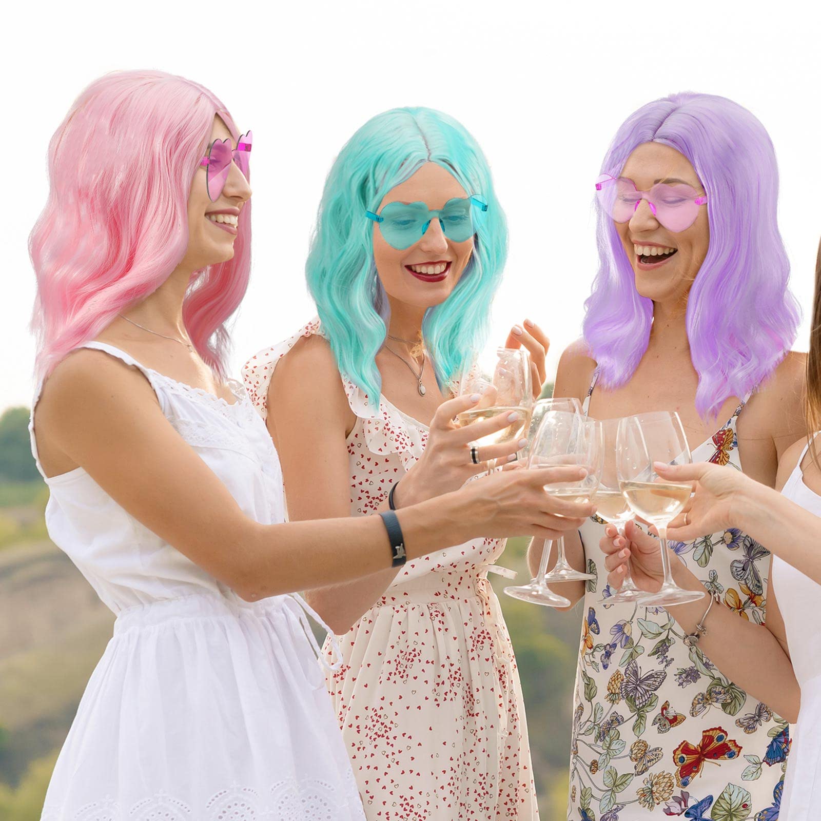 Bundle of 6 Halloween/costume wigs Amazon.com: WILLBOND 12 Pieces Colorful Party Wigs and  main image 3