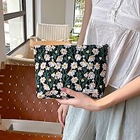 Embroidered Floral Makeup Bag for Women - Travel Cosmetic Organizer Canvas Zipper Pouch Toiletries