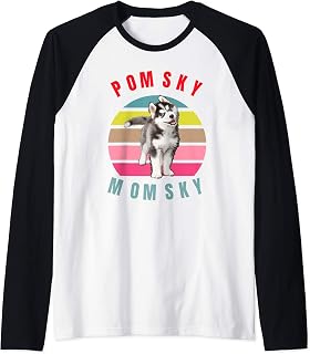 Vintage Trendy Pomsky Momsky Sunset Shirt Eighties Style Raglan Baseball Tee