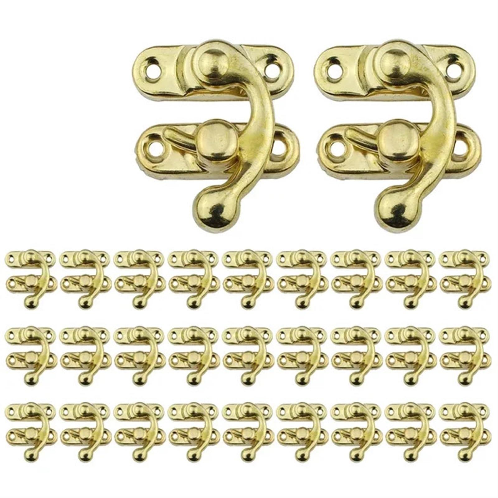 Loquet à bascule pour boîtes en bois dorées avec vis de fixation 30 pièces