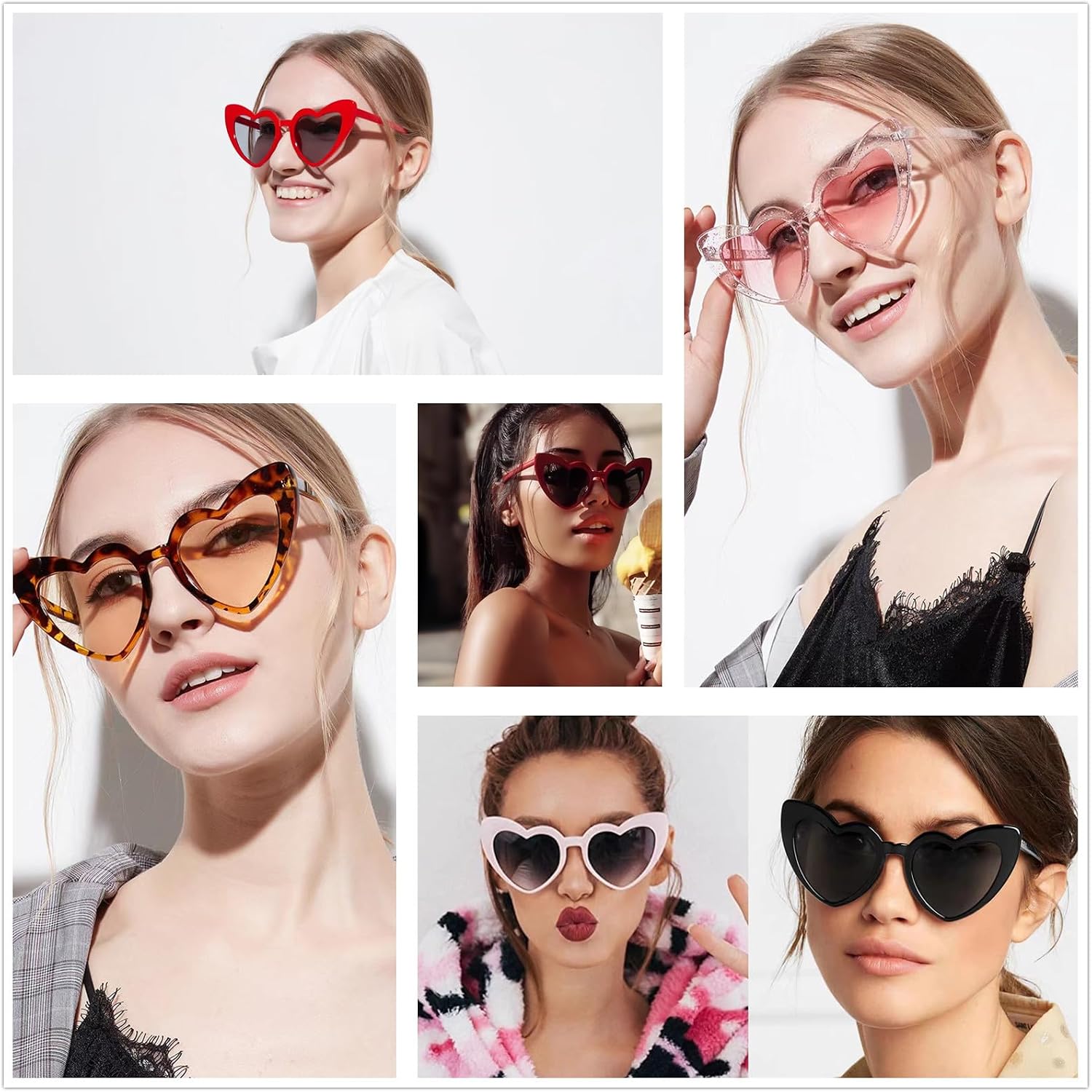 Vintage Love Heart Shaped Sunglasses for Women, Cat Eye Mod Style Retro Glasses