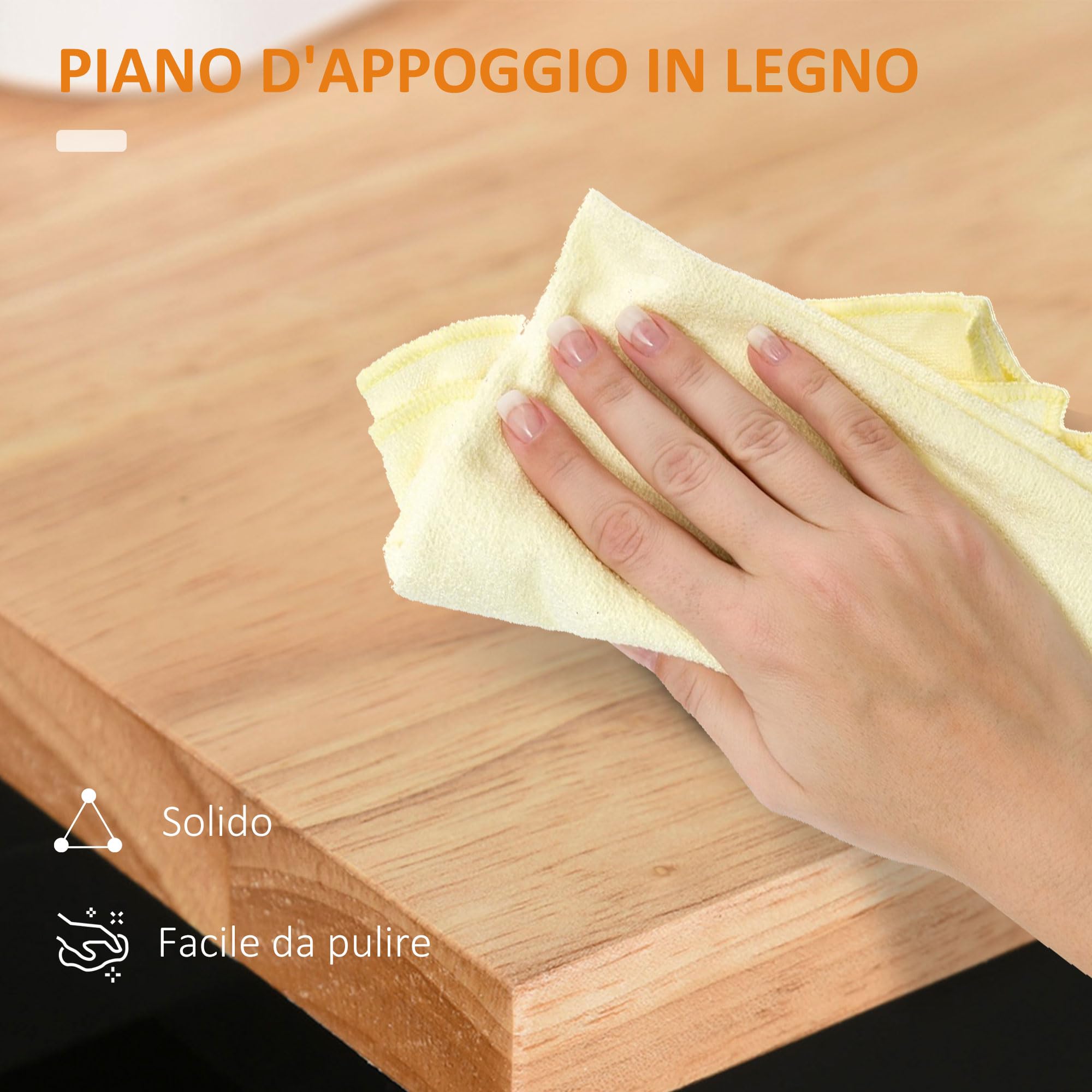 HOMCOM Carrello da Cucina con Cassetto e Armadietto 2 Ante, Isola Cucina con Ruote e Barra Laterale per Asciugamani, 83x45x91.5cm, Nero