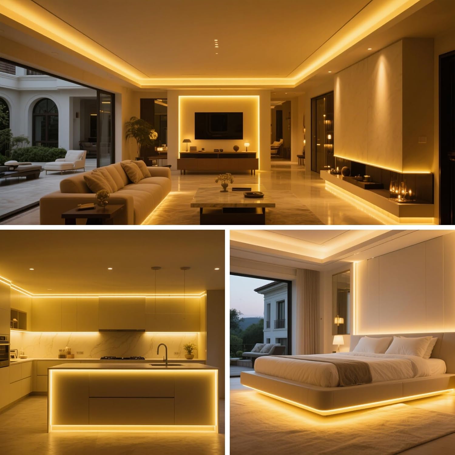 Cob Led Strip Lights Warm White 3000K, 16.4ft Cuttable Cri90+ Continuous Lighting with DC Connector, Self Adhesive 12 Volt Tiras Led for Cabinet, Bedroom,Kitchen,DIY Project(No Adapter Or Plug)