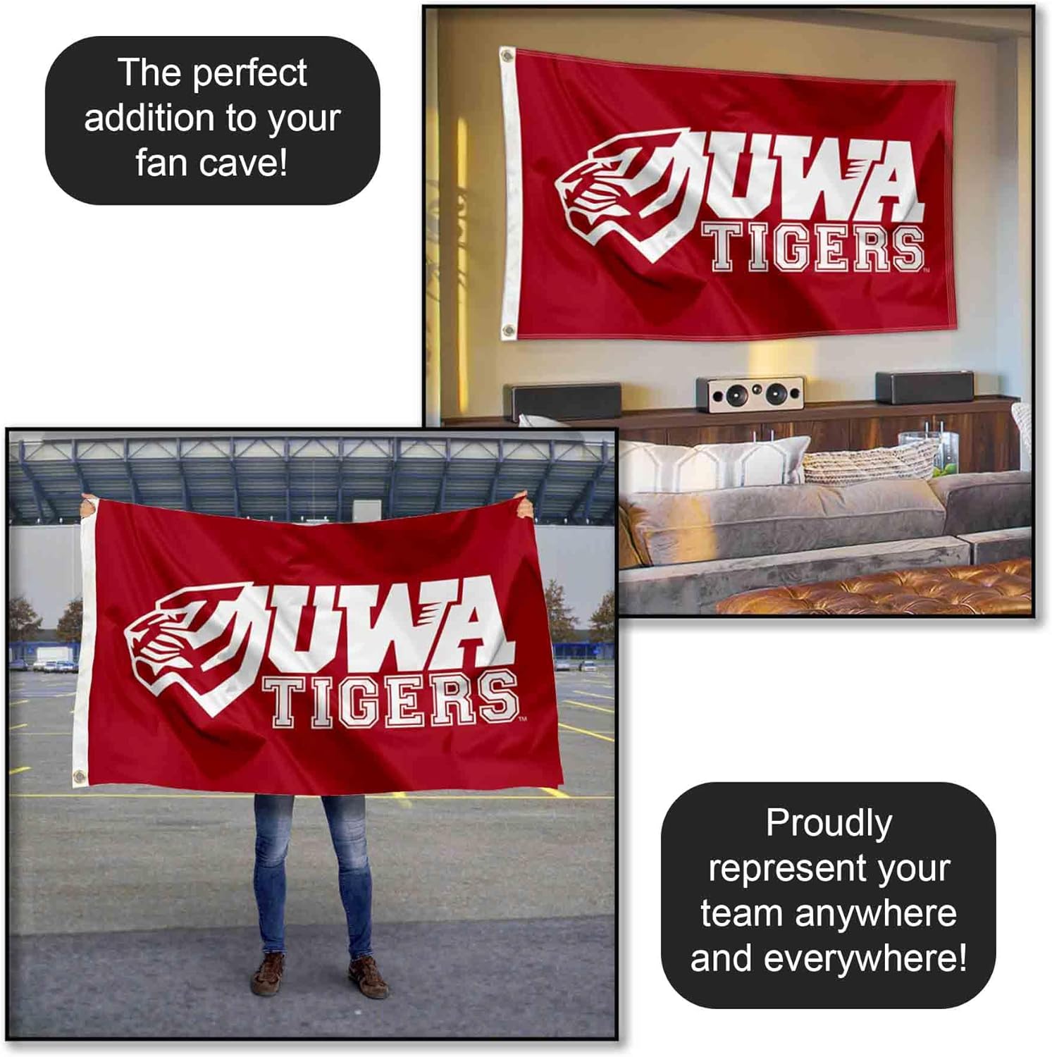 West Alabama Tigers UWA College Flag
