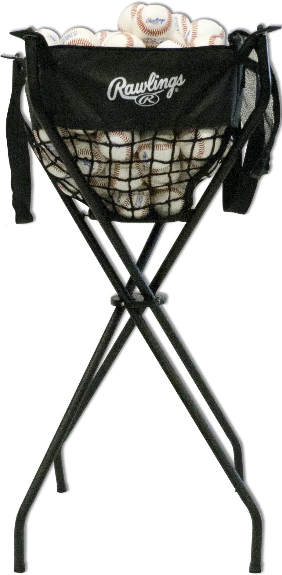 Rawlings | Ball Caddy | Holds 100+ Baseballs / 50+ Softballs | Includes Stand & Net Bag,Black