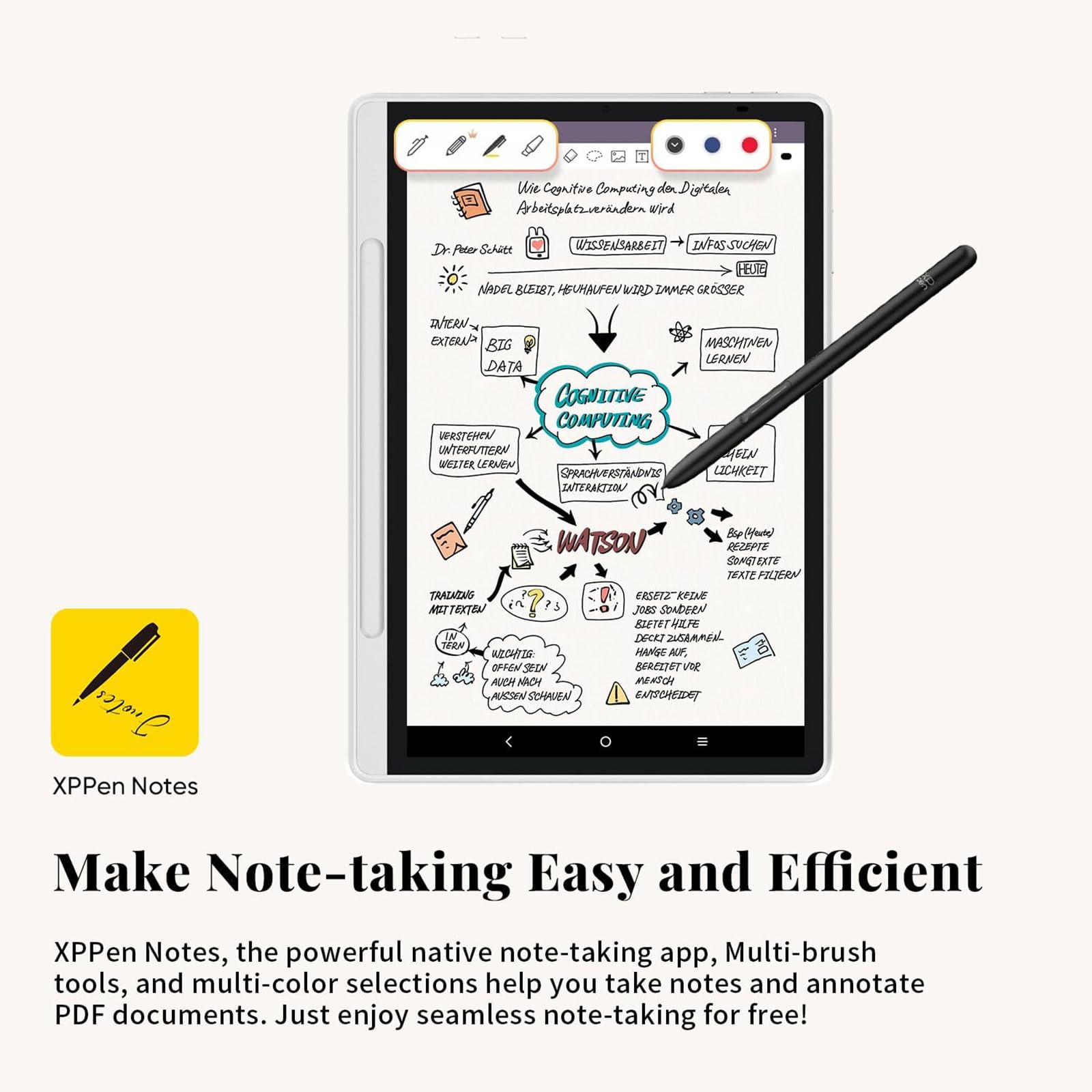 XPPen Magic Note Pad, 10,95 Zoll Paper Tablett mit 16k Eingabestift, Digitales Notiz-Tablet mit DREI Farbmodi, 128GB Notepad