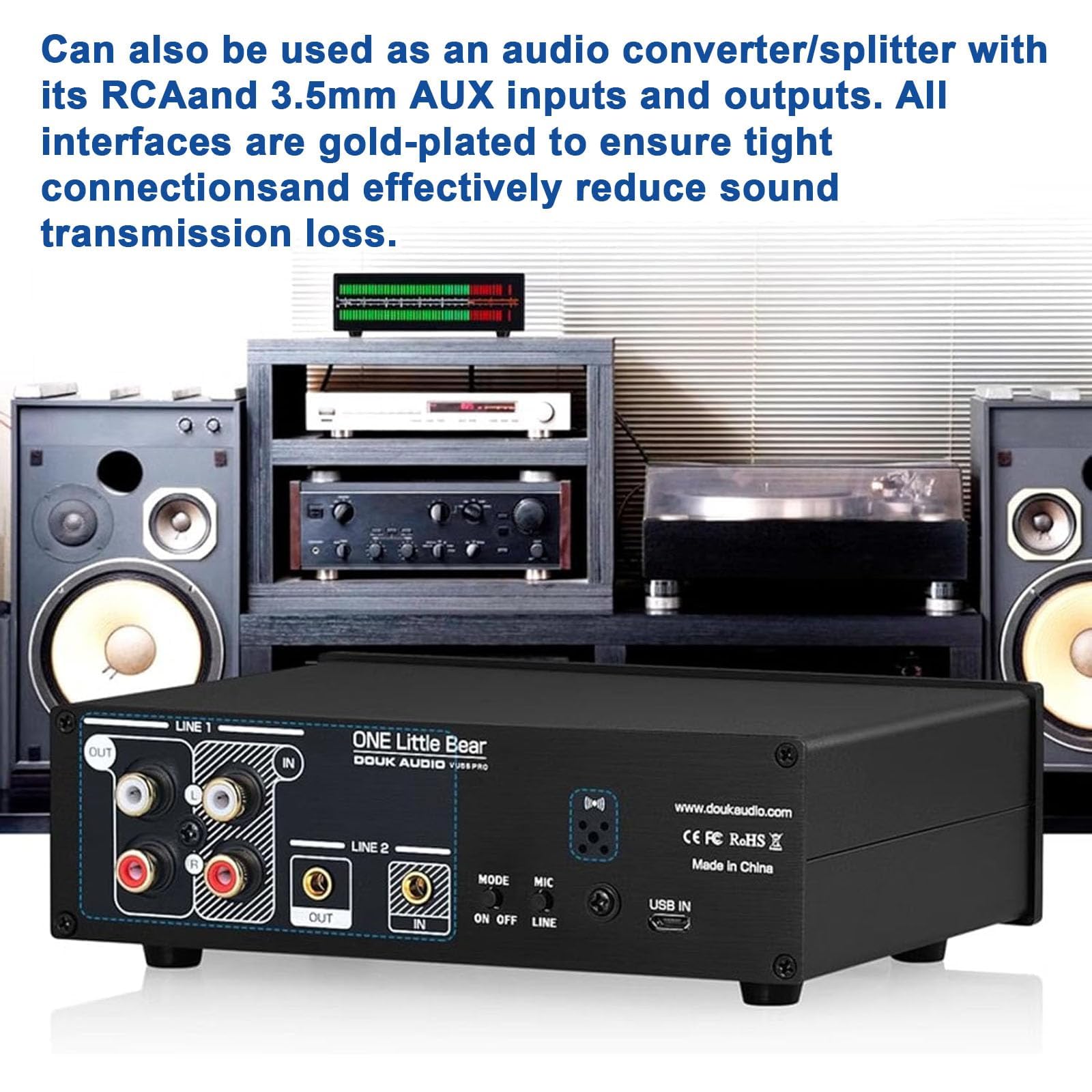Analizador de espectro musical LED con control remoto, medidor de nivel de sonido dinámico, 8 efectos de visualización, RCA y conectividad AUX de 3,5 mm para entusiastas de la oficina en casa y