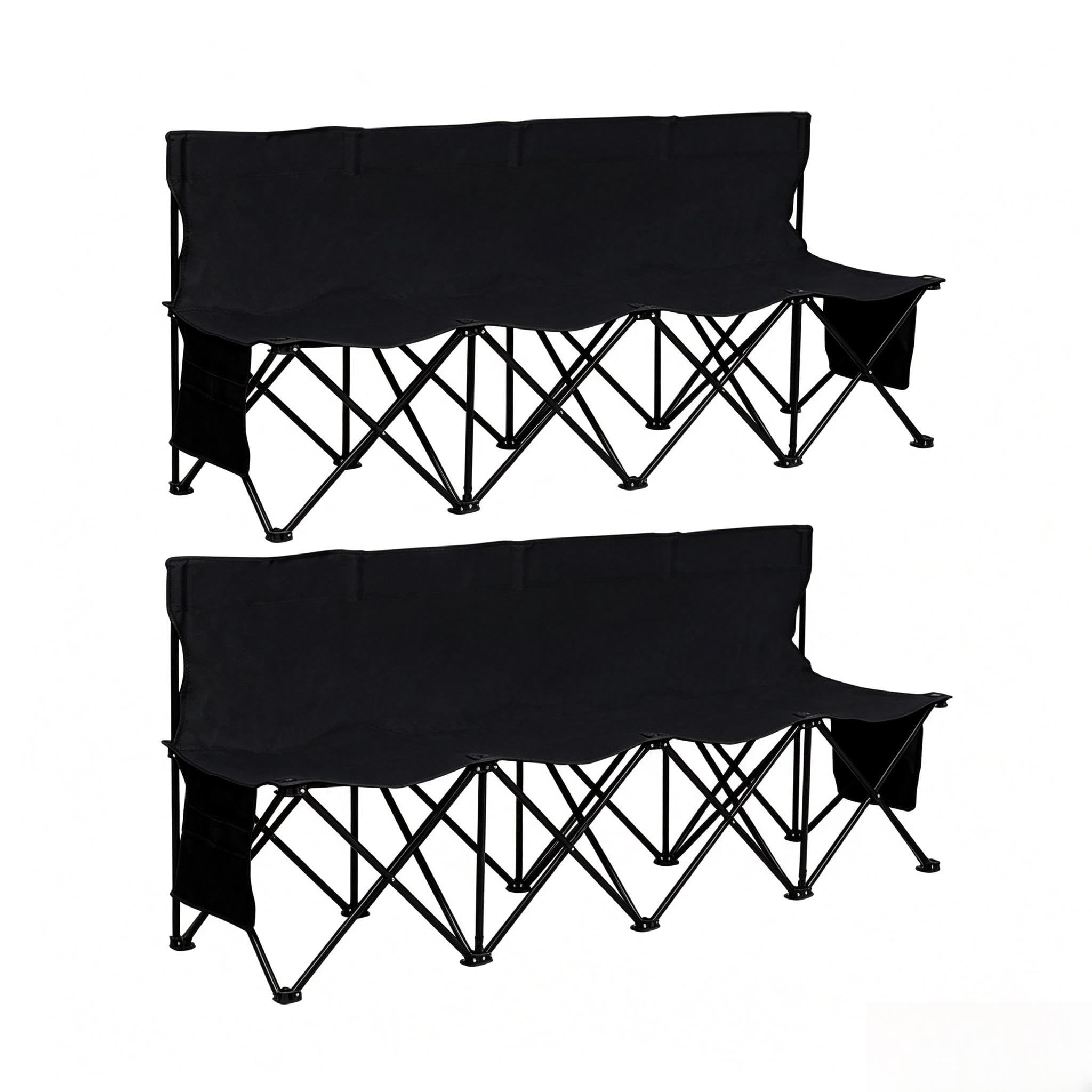 Yaheetech 2pcs 4-Seat Folding Bench with Hanging Bags & Carry Bag, Back