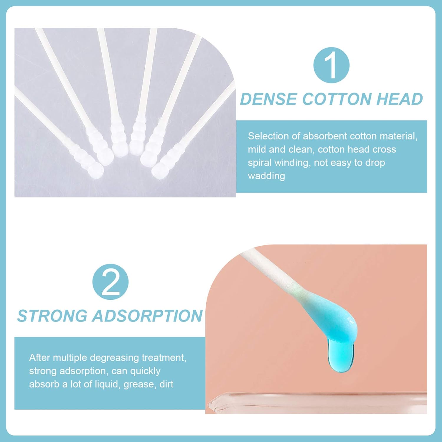 Double- Cotton Swabs Disposable Makeup Applicators Ultra Absorbent Cleaning Sticks for Ear and Cosmetic Use Sticks Per Pack