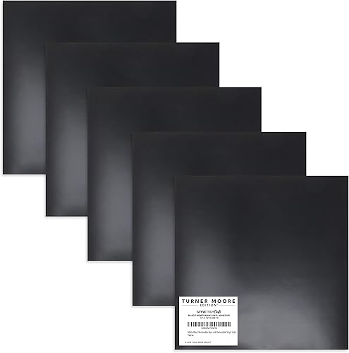 Turner Moore Edition Vinilo extraíble negro para Cricut, hojas adhesivas de vinilo negro de 12 x 12 pulgadas para bricolaje, fabricantes,