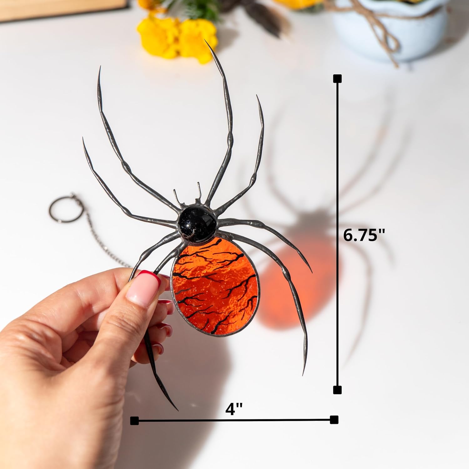 Spider Web Halloween Stained Glass Suncatcher Halloween Decor Gothic Spider Stained Glass Window Hanging for Window Spooky Home Decor