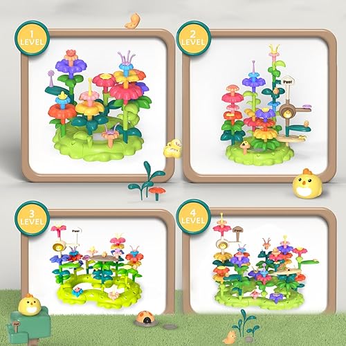 Miniatura 3 de Juego de juguetes de construcción de jardín de flores para niñas pequeñas, juguetes apilables STEM Montessori para niñas de 3, 4, 5, regalo de