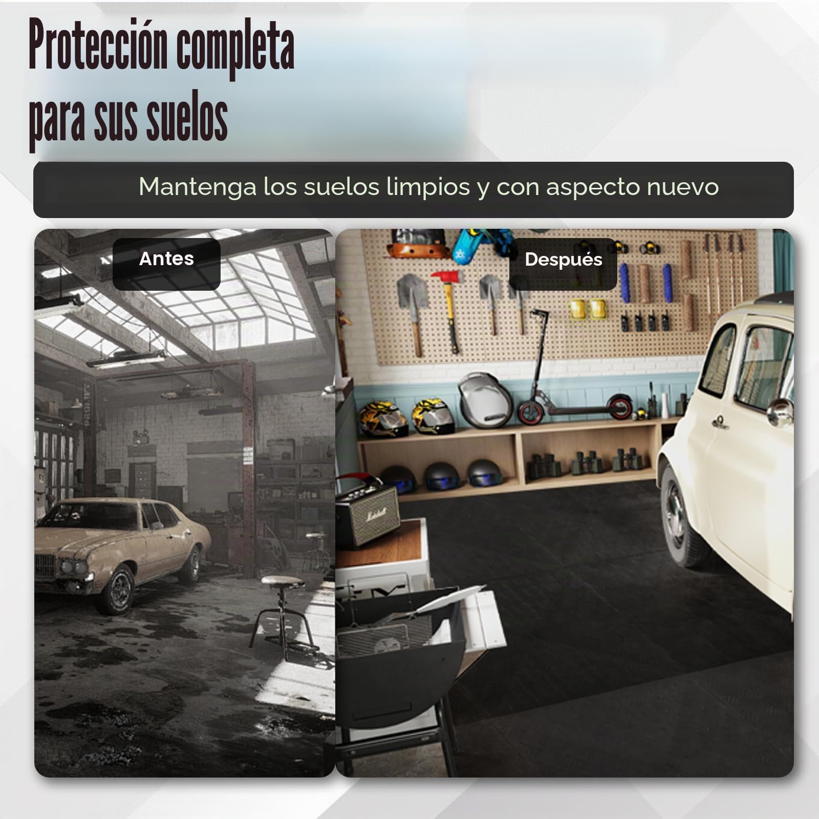 20 baldosas para suelo de garaje, para acoplar entre ellas, 40 x 40 cm, antideslizantes, resistentes, fáciles de colocar, diseño de placas de diamante (negro)