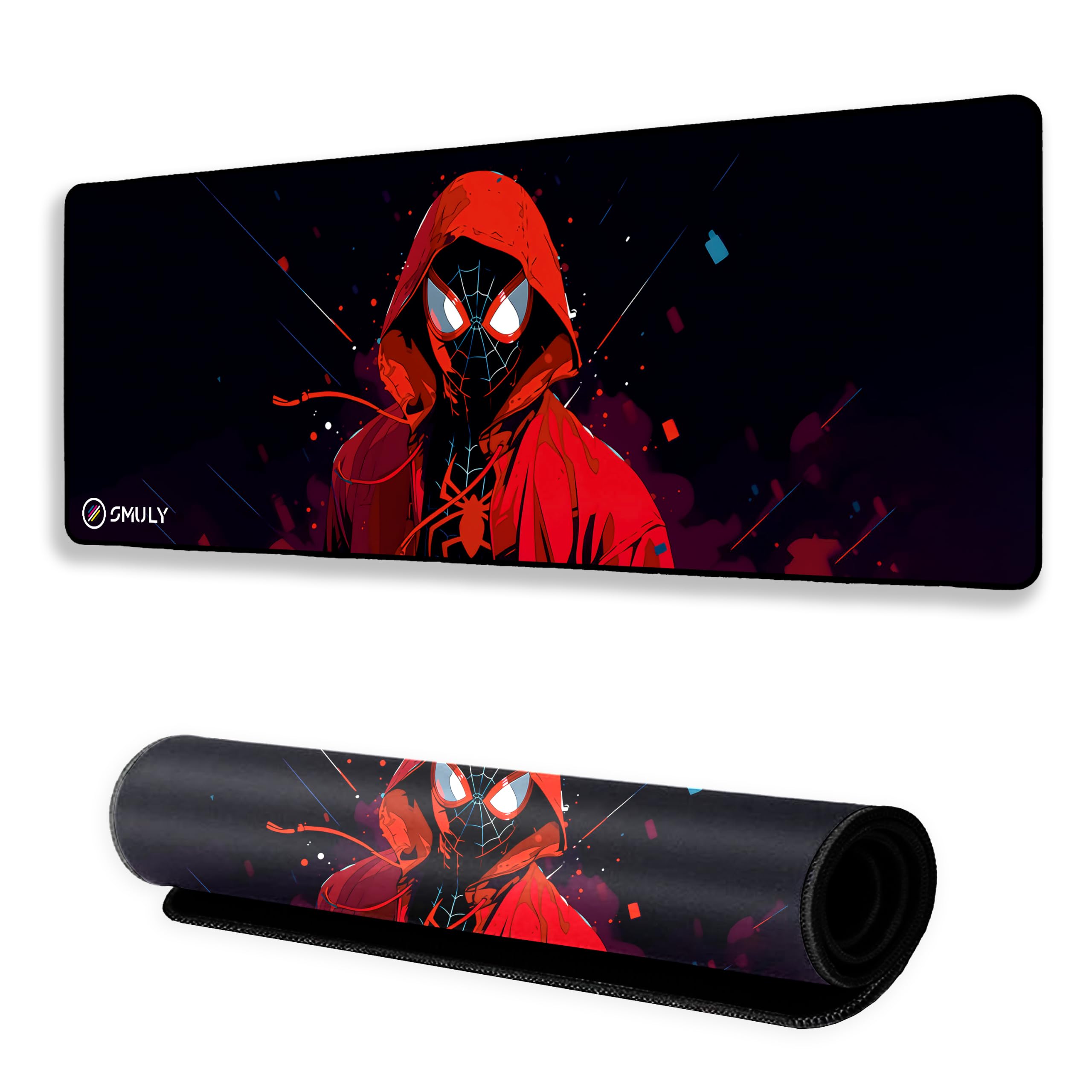 Gaming Mouse Pad, Large Desk Mat 12 x 32 inch, Extended Washable Mousepad, Desk Pad, 3mm Thick Non-Slip Rubber Base, Stitched Edges, Smooth Surface (Multicolour) – Red Hoodie Spider Design-image-28