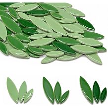 Ceramic Mosaic Tiles DIY Set Mixed Petal Leaf Craft Materials Green