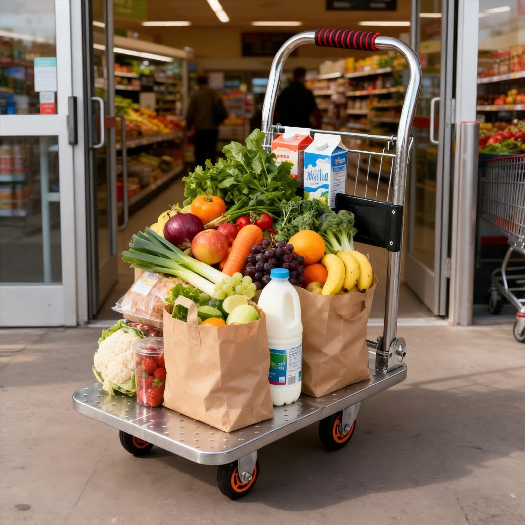 Carrello a Piattaforma Ripiegabile 100/230/500kg, Carrello Compatto con 4 Ruote Silenziose, per Carichi Pesanti e Risparmio Spazio, Uso Interno/Esterno e Magazzino(Size:73x48cm Max Load 230kg)