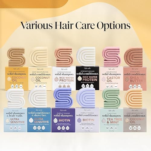 Miniatura 9 de Kitsch Juego de champú y acondicionador de aceite de coco, barra de champú y acondicionador hidratante profundo para cabello seco dañado, barras