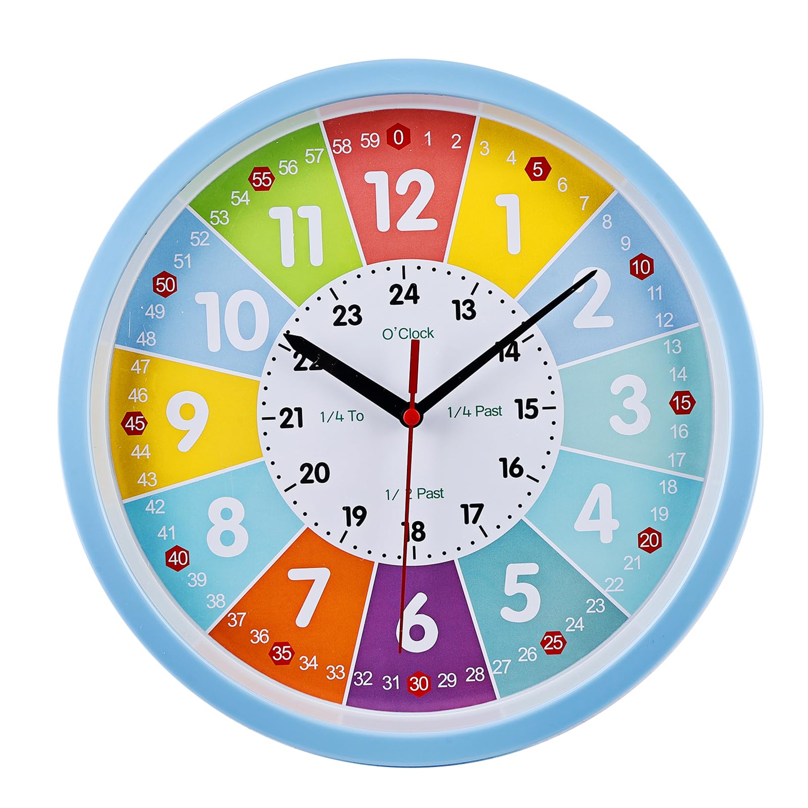Orologio Da Parete Silenzioso Per Bambini - Colorato E Educativo, Senza Ticchettio - 25cm - Foto 4