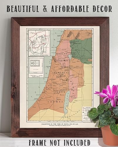 Miniatura 5 de Palestine in the Time of Jesus, 4 B.C. - 30 A.D. Map Bible Story Poster - 11x14 Unframed Art Print - Historical Ancient Map, Classic Gift for Map