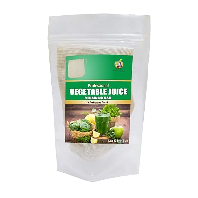 Jioo Organics Reusable Straining Bag, 12x12 inches, Cotton, Modern, 0.5 Quart, FOOD_STRAINER