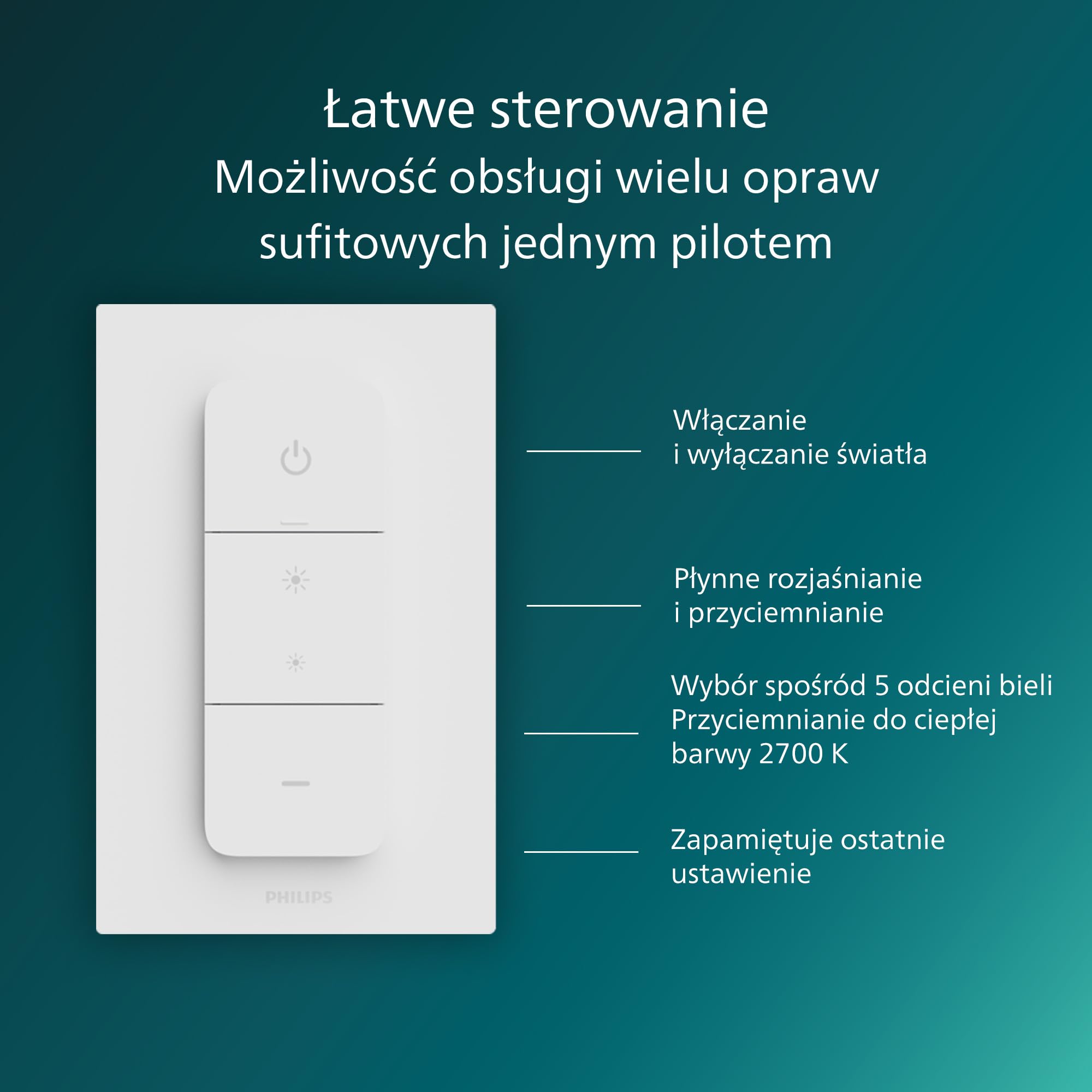 Philips Superslim — oprawa sufitowa z pilotem, 5 gotowych scen świetlnych, płynne przyciemnianie do 1%, łatwe sterowanie, prosty montaż, smukła konstrukcja, 22 W, okrągła, czarna