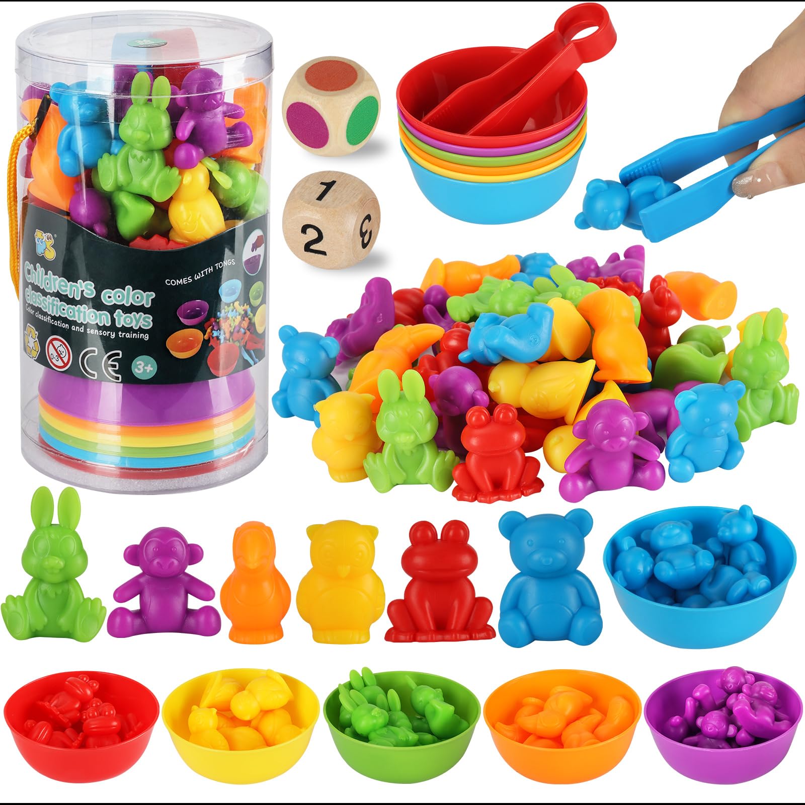 Montessori Juguete Educativo,Clasificar Juegos,Juguetes educativos con Tazas,Juego de Combinación de Color,Motricidad Fina,Juguetes para Niños Contar,Juguetes Educativos para Niños 2 3 4 años