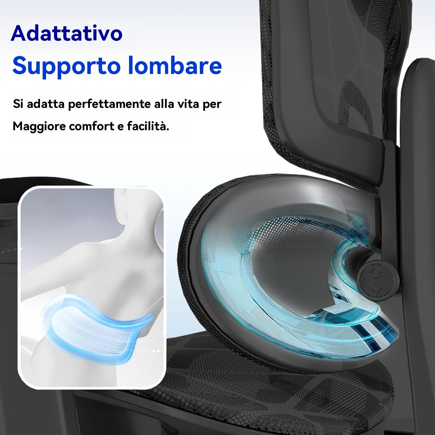 Sedia da Ufficio Ergonomica,Sedia Gaming con Schienale Alto in Rete,Braccioli 3D e Poggiatesta Regolabile,Comoda Sedia da Scrivania con Funzione Ribaltamento per Ufficio Domestico(Nero)