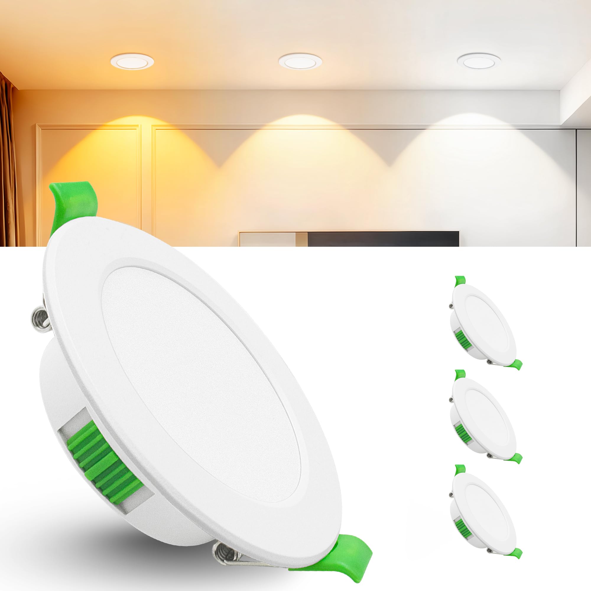 Laiebri LED Einbaustrahler 230V Dimmbar 5W Einbau Deckenspots 3er Set | 68-75mm Loch Einbauleuchten IP44 LED Spots für Bad, Küche & Wohnzimmer, Flimmerfrei Warmweiß Neutralweiß Kaltweiß