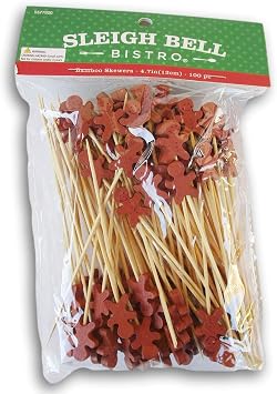 Gingerbread Man Christmas Decor - Bamboo Skewers - 100 Piece