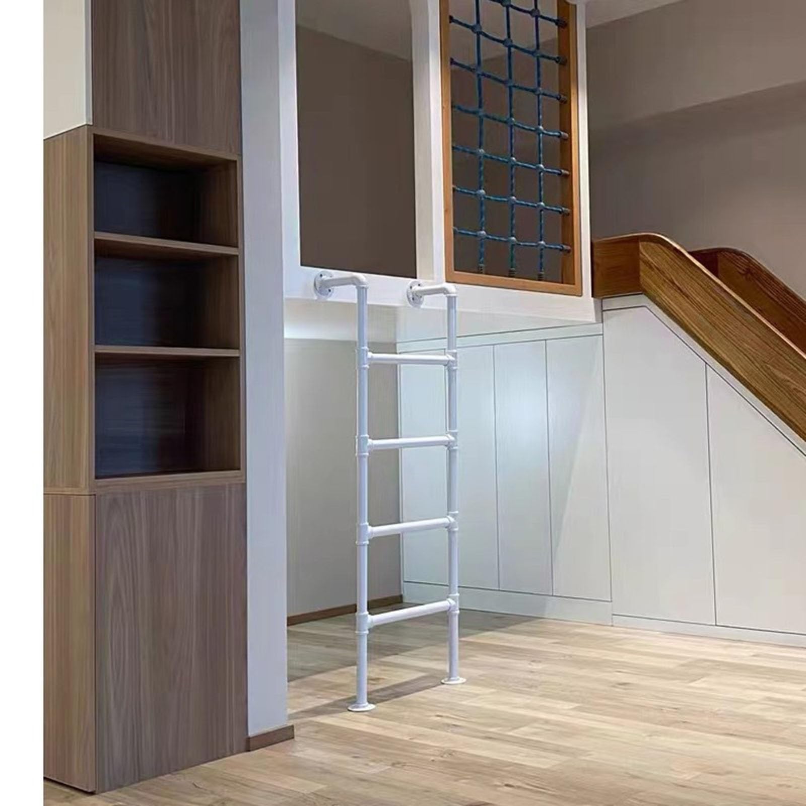 Escalera Para Literas Escalera Extra Alta Para Techo Exterior/ Loft Interior/ Casas De 2 Pisos, 100cm - 250cm Escaleras De Cama Alta/ Sótano Escaleras De Incendios Con Peldaños De Tubo De Hierro(White