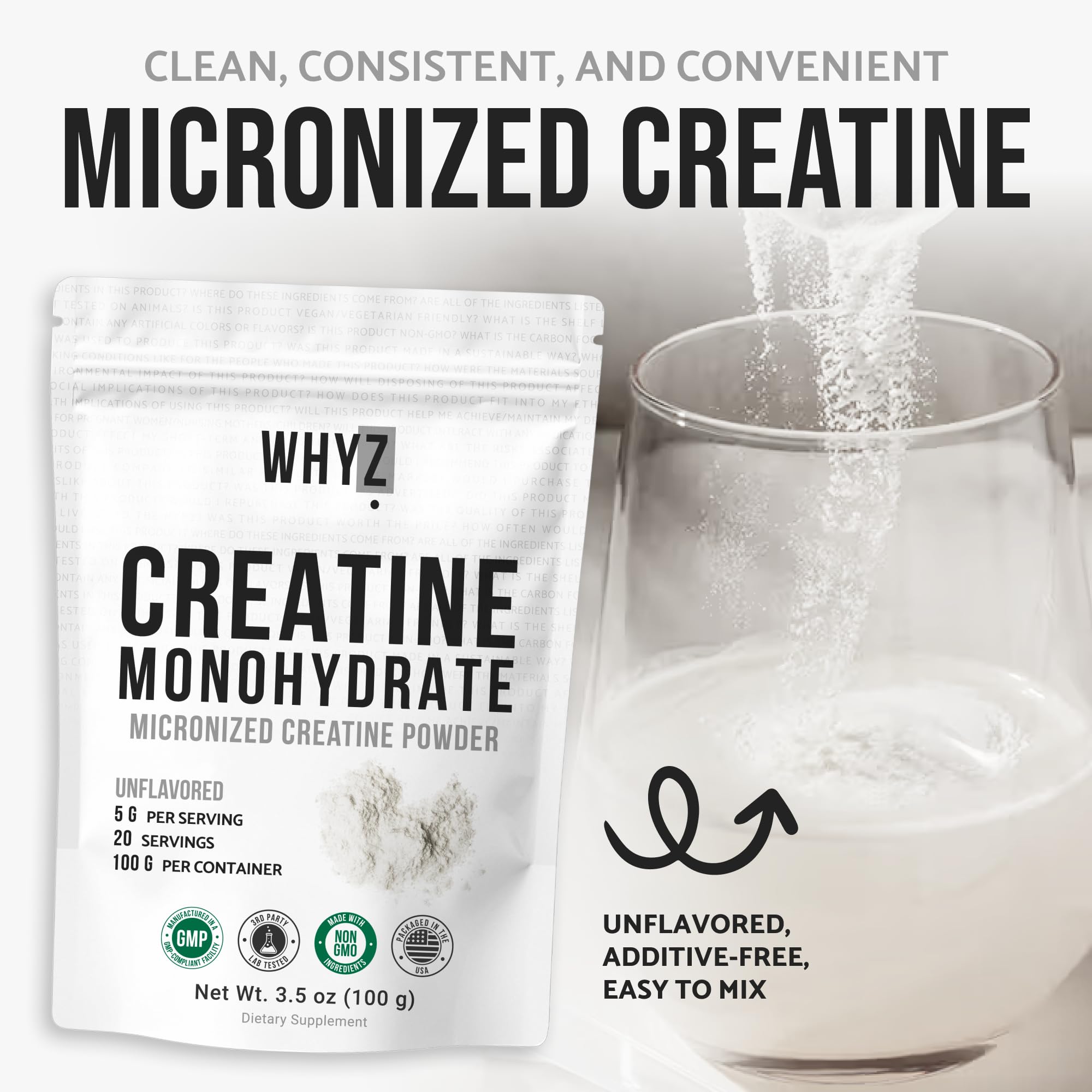 Creatine Monohydrate Powder, Micronized, Unflavored Creatine for Men & Women, Muscle Support, Strength & Recovery, Creatine Powder Supplement, 20 Servings, 3.5 oz (100g) — Amazon image 5