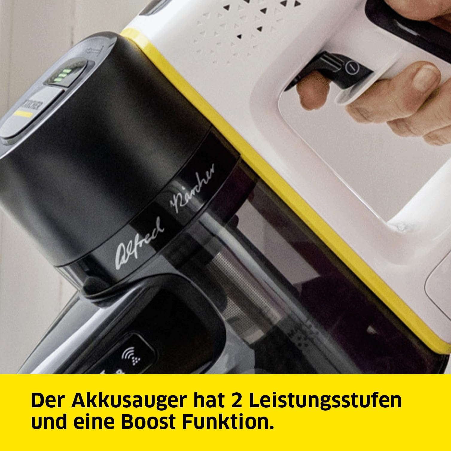 KÄRCHER Akku-Staubsauger VC 7 Signature Line, 2 Saugstufen, Laufzeit: bis zu 60 min., Gewicht: 2,6 kg, inkl. 25,2 V Akku, Wandhalterung mit Ladefunktion, Boden- und Fugendüse, weiß
