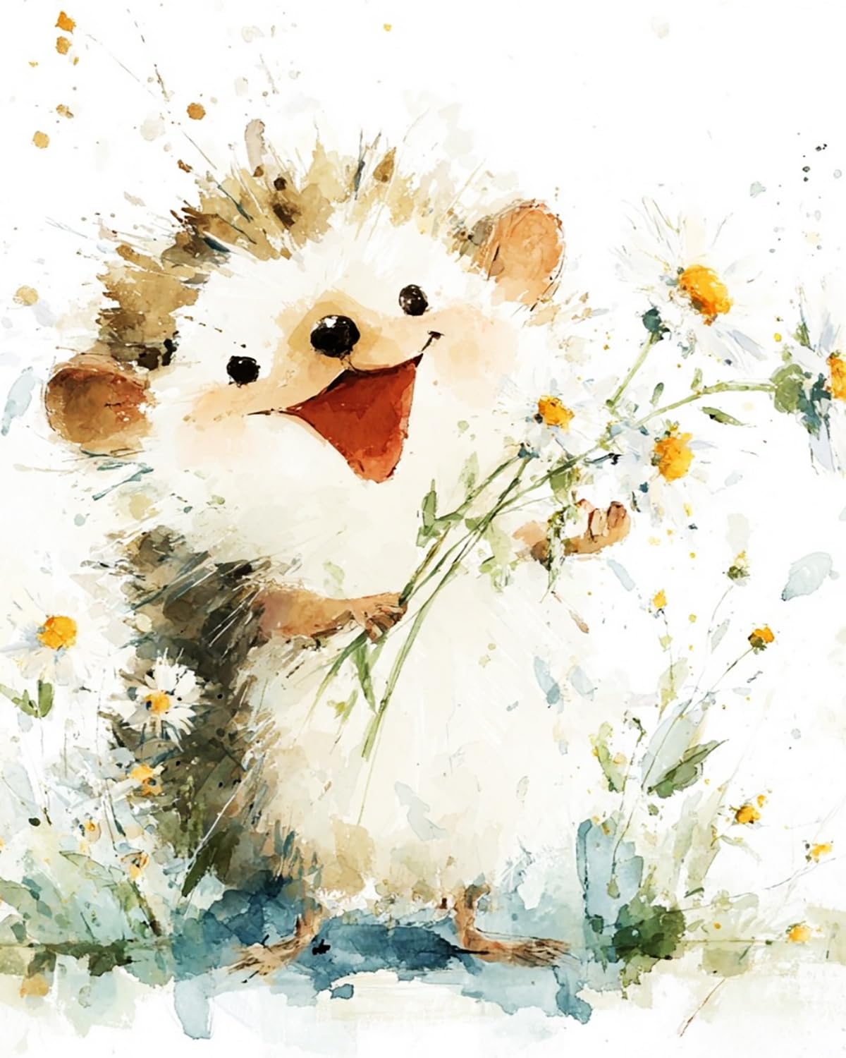 LIUBAISHI Paint by Numbers for Adults – Large 16x20 Canvas | Wall Art Decor for Bedroom, Stress Relief Painting Kit, Hobby Set with Brushes and Paints-Hedgehog Delivers Flowers