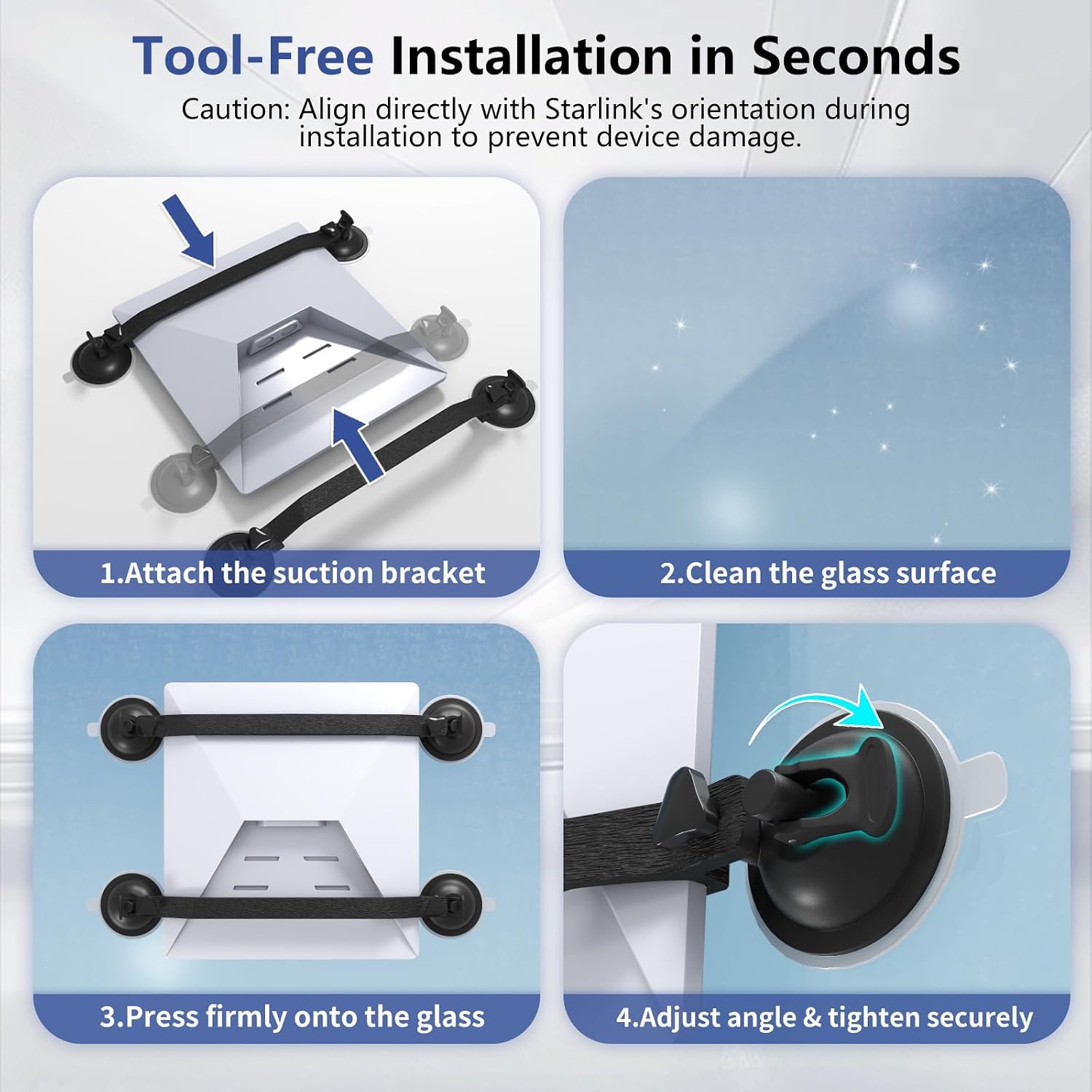 Starlink Mini Mount for Car Roof, Starlink Mini Suction Cup Mount for Sunroof, No Drill Starlink Mini Mount, Ultra Stable While Driving for Travel RV Camping