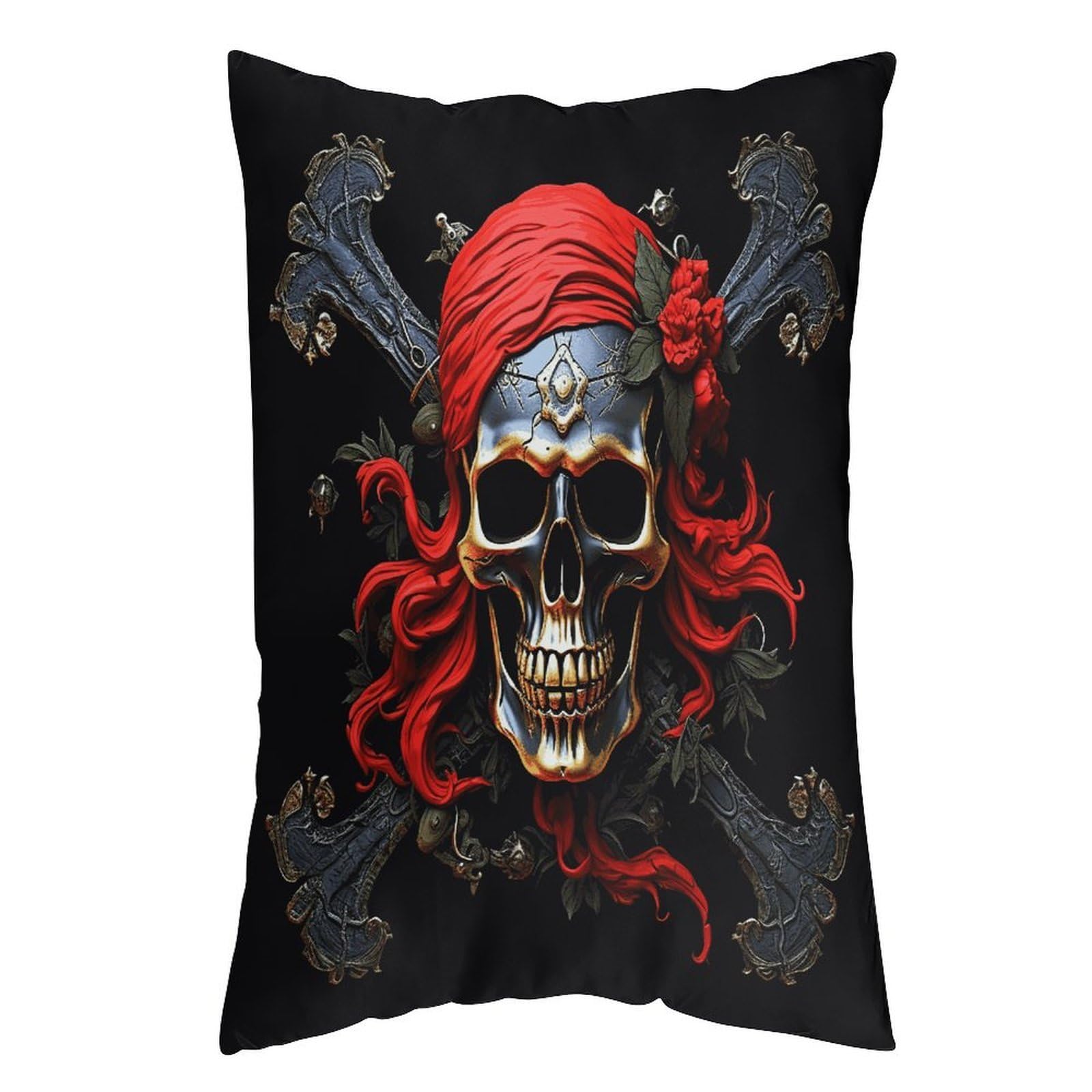 FekiLoot Pirate Skull Throw Pillow Cover Soft Pillowcase with Hidden Zipper Lumbar Decorative Throw Pillow Covers Luxury Cozy Pillows Shams Rectangle Cushion Cases