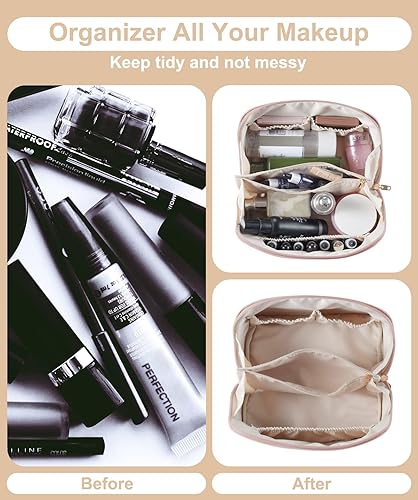 Miniatura 2 de Bolsa de viaje cosmética de gran capacidad para mujeres, bolsa de maquillaje de cuero PU, bolsa de cosméticos grande, bolsa de maquillaje de viaje,