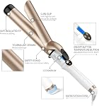 Hoson 1 1/2 pouce de fer de curling Grande barre, 1.5 Long Barrel Curling Wand Dual Voltage, Céramique Tourmaline Revêtement avec LCD Affichage, Gants Inclure