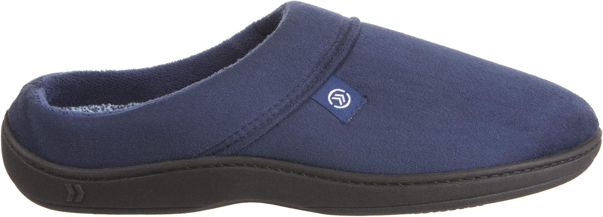 Men's Open Back Slipper with Memory Foam and Indoor/Outdoor Sole, Microsuede Black