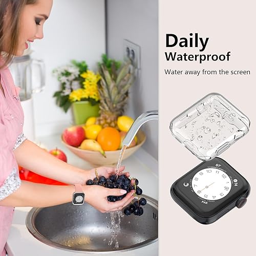 Miniatura 9 de MITERV Paquete de 3 fundas rígidas para Apple Watch de 1.575 pulgadas (1.575 in) Series 6, 5, 4, SE, protector de pantalla de vidrio templado