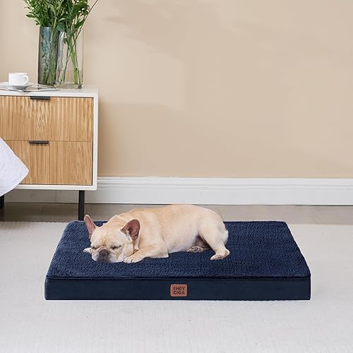 Miniatura 9 de EHEYCIGA Camas ortopédicas XXL para perros jumbo con funda extraíble lavable para jaula, azul marino, 47 x 29 pulgadas