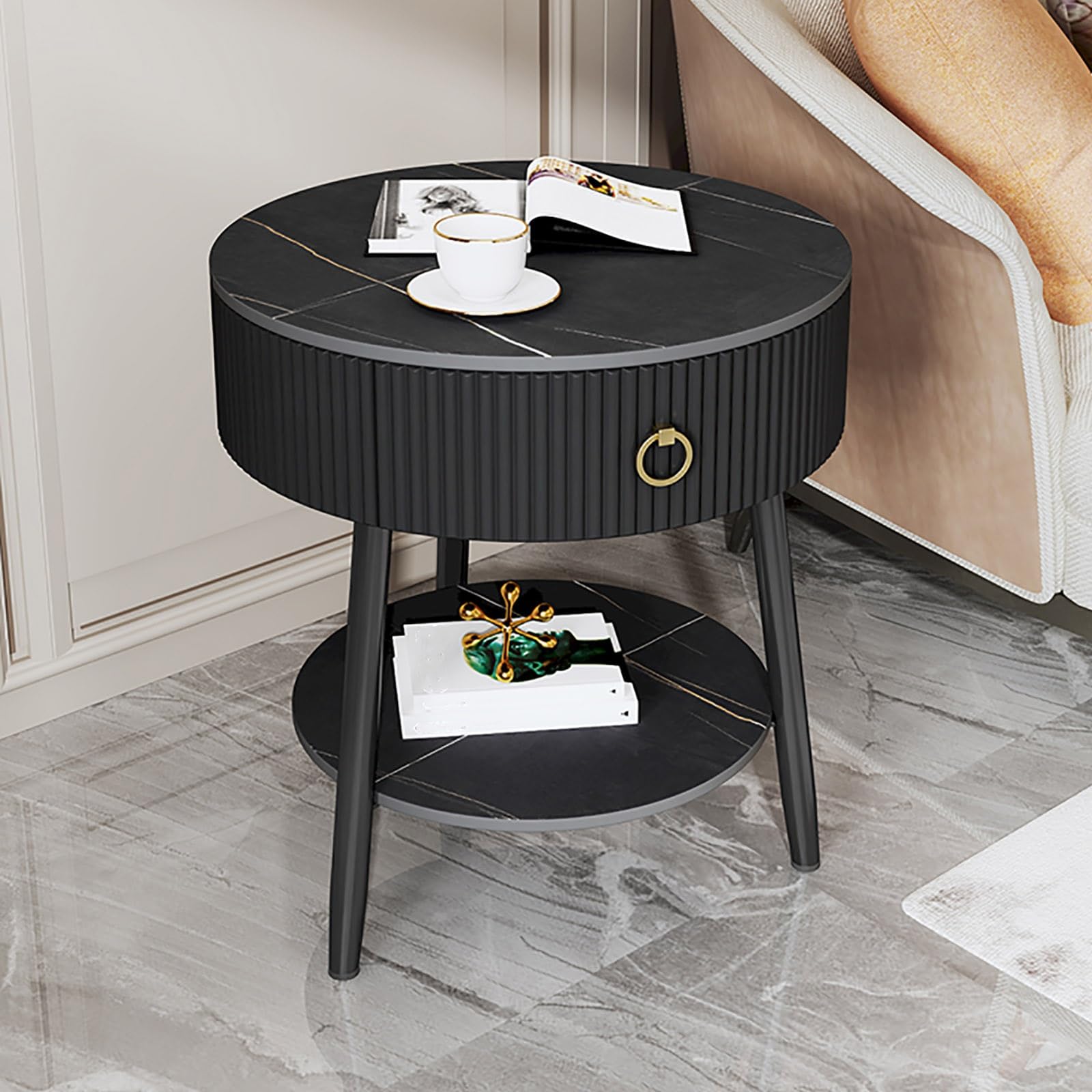 Table de chevet de chambre ronde blanche petite table moderne simple