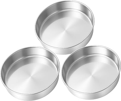 Leonyo Non-Toxic Stainless Steel Round 912 Inch Cake Pans For Baking, 3 Pack
