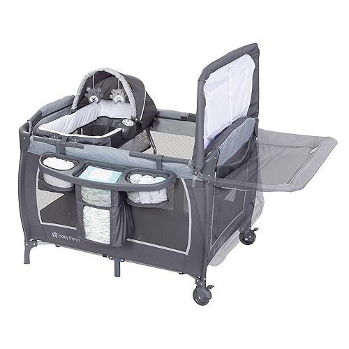 Miniatura 4 de Baby Trend Lil' Snooze Deluxe III Nursery Center Corral para gemelos, gris acogedor