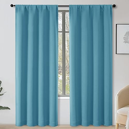 Miniatura 98 de OWENIE Sally Ever Green Cortinas Opacas para Dormitorio Sala de Estar 63 Pulgadas de Largo Juego de 2 Paneles, Aislamiento Térmico Ahorro de Energía