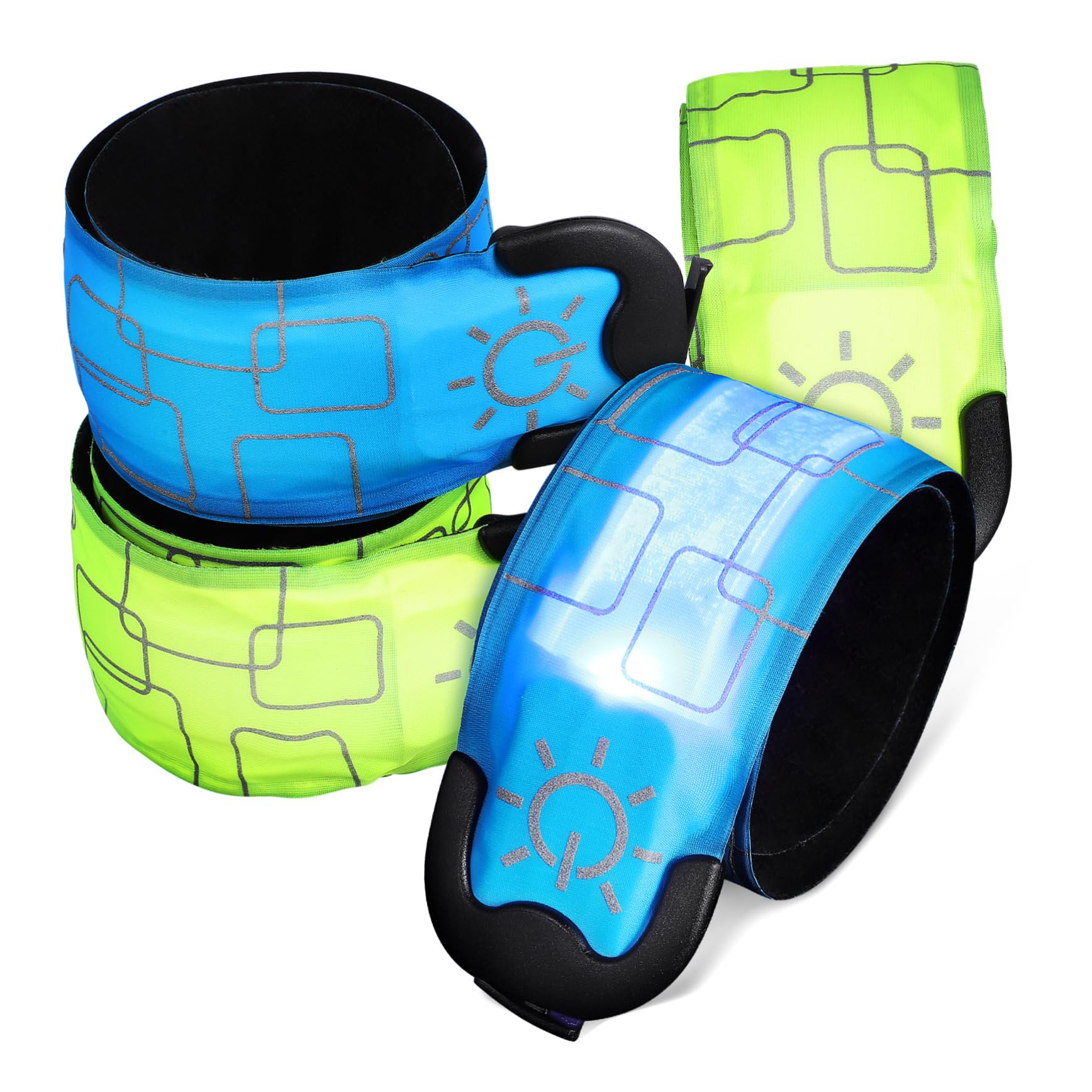 BESPORTBLE Paquete De 4 Brazaletes Led De Alta Visibilidad para Correr Andar En Bicicleta Y Trotar para Seguridad Nocturna.