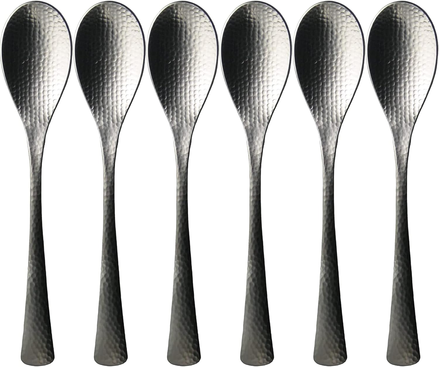 Nagao Japanese and Western Electic Dinner Spoon, 7.3 inches (18.5 cm), 5 Bottles + 1 Piece, 18-8 Stainless Steel, Hammered, Made in Japan