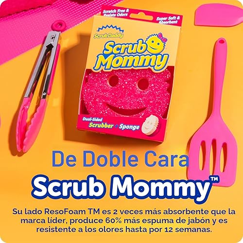 Miniatura 2 de Scrub Daddy 6 esponjas de cocina Scrub Mommy y 1 soporte de esponja Daddy Caddy - Sin arañazos para platos y limpieza multiusos, sin BPA y fabricado